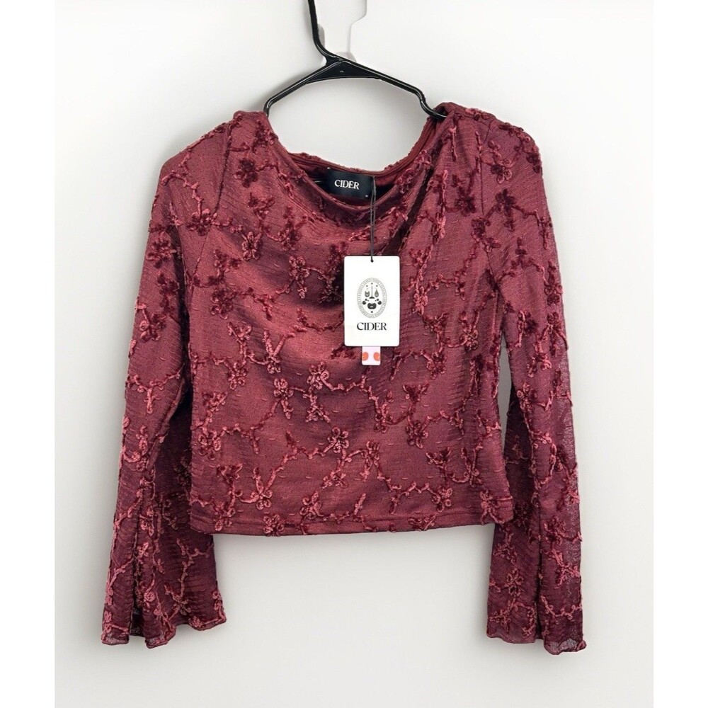 Cider Womens Maroon Long Sleeve Top Size M NWT